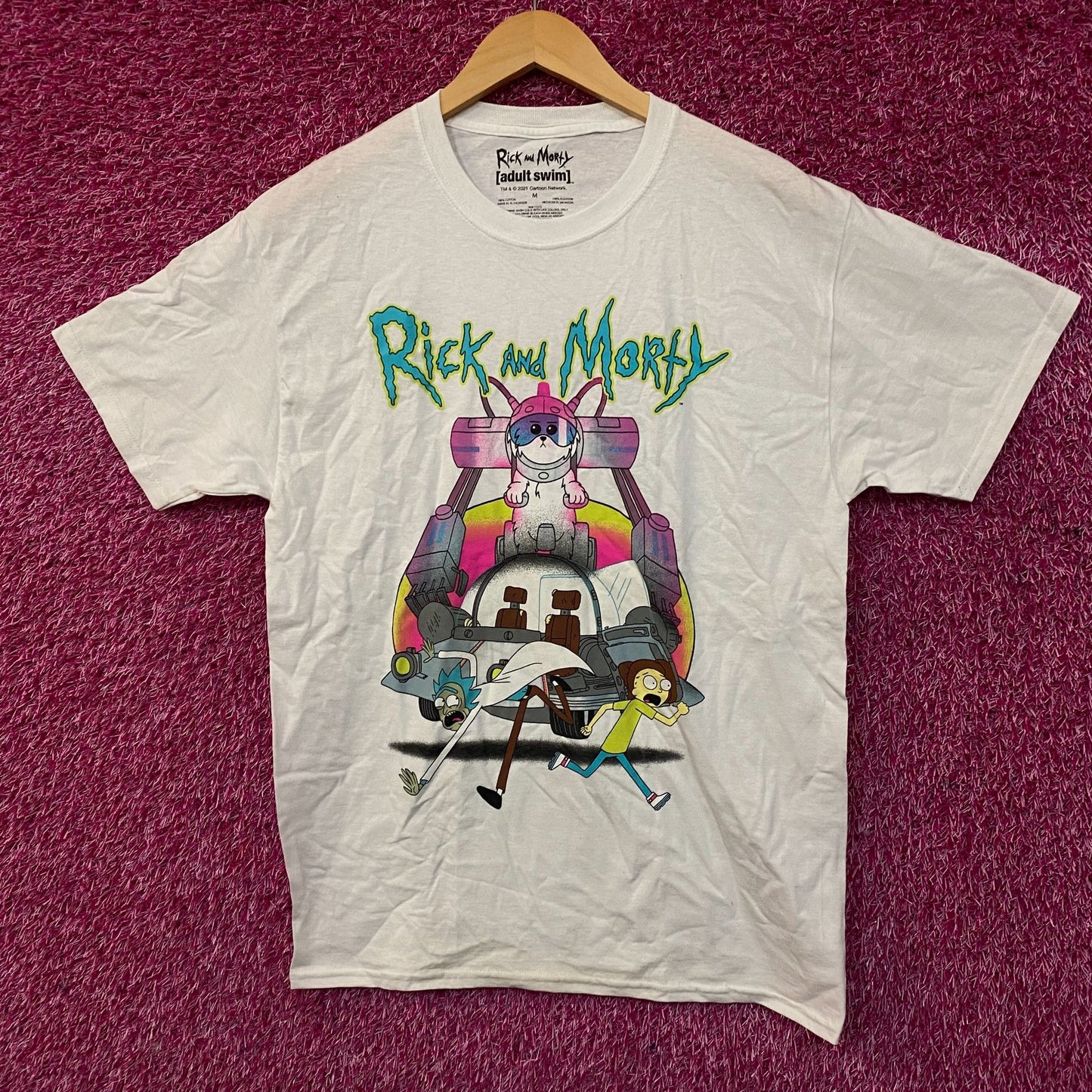Adult Swim Rick and Morty Lawnmower Dog Snuffles T-Shirt Medium