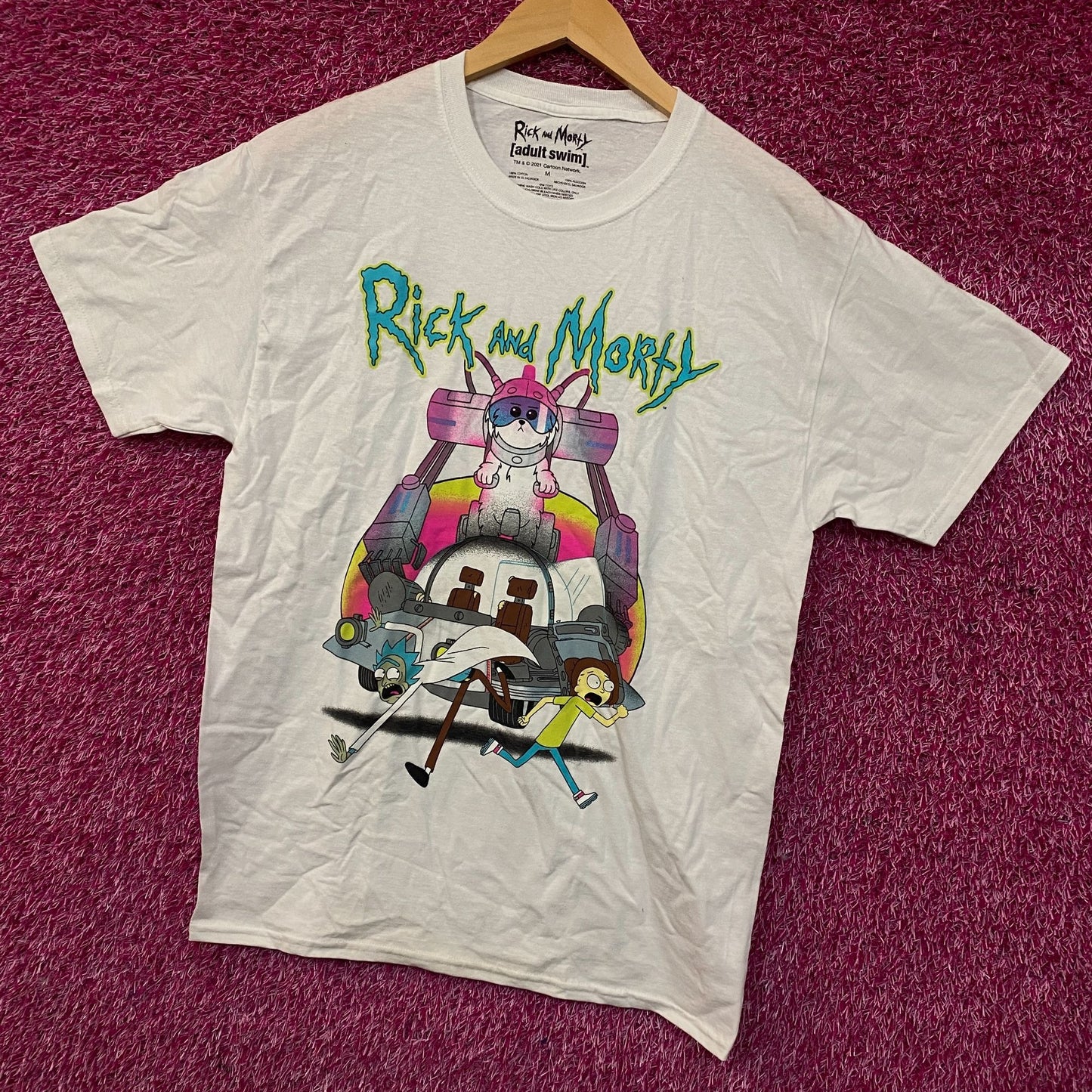 Adult Swim Rick and Morty Lawnmower Dog Snuffles T-Shirt Medium