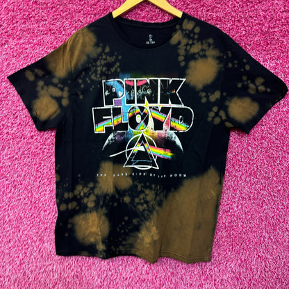 Pink Floyd Dark Side of The Moon bleach dye Rock T-shirt size XL