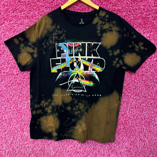 Pink Floyd Dark Side of The Moon bleach dye Rock T-shirt size XL