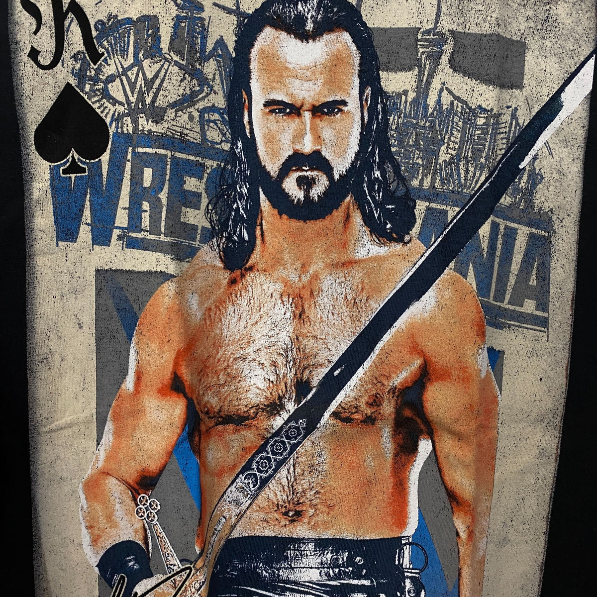 WWE Drew McIntyre WrestleMania Card Graphic T-Shirt Medium