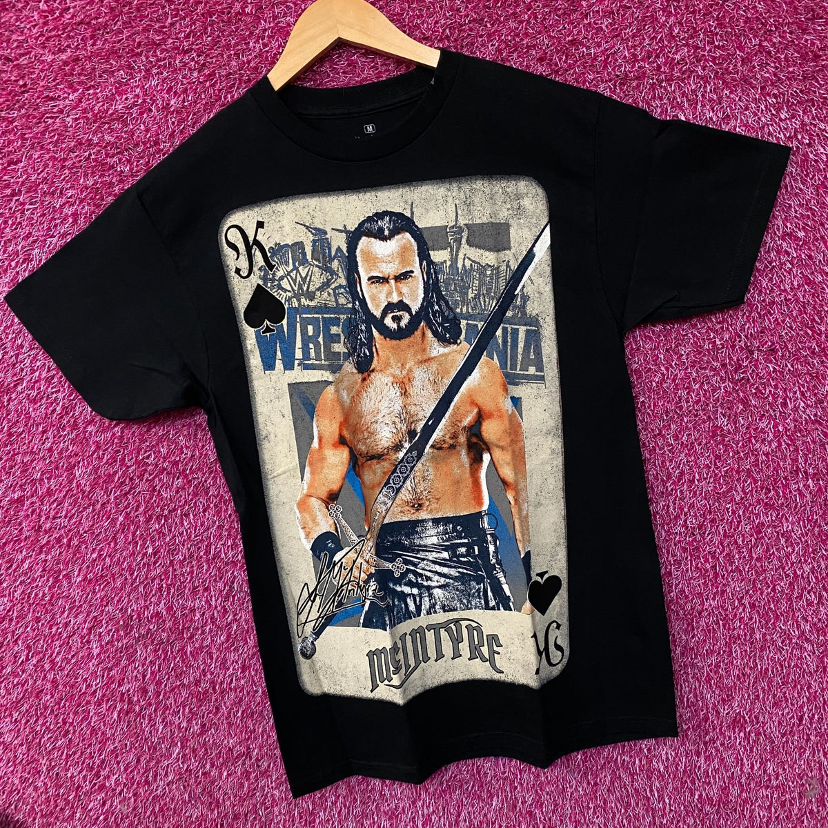 WWE Drew McIntyre WrestleMania Card Graphic T-Shirt Medium