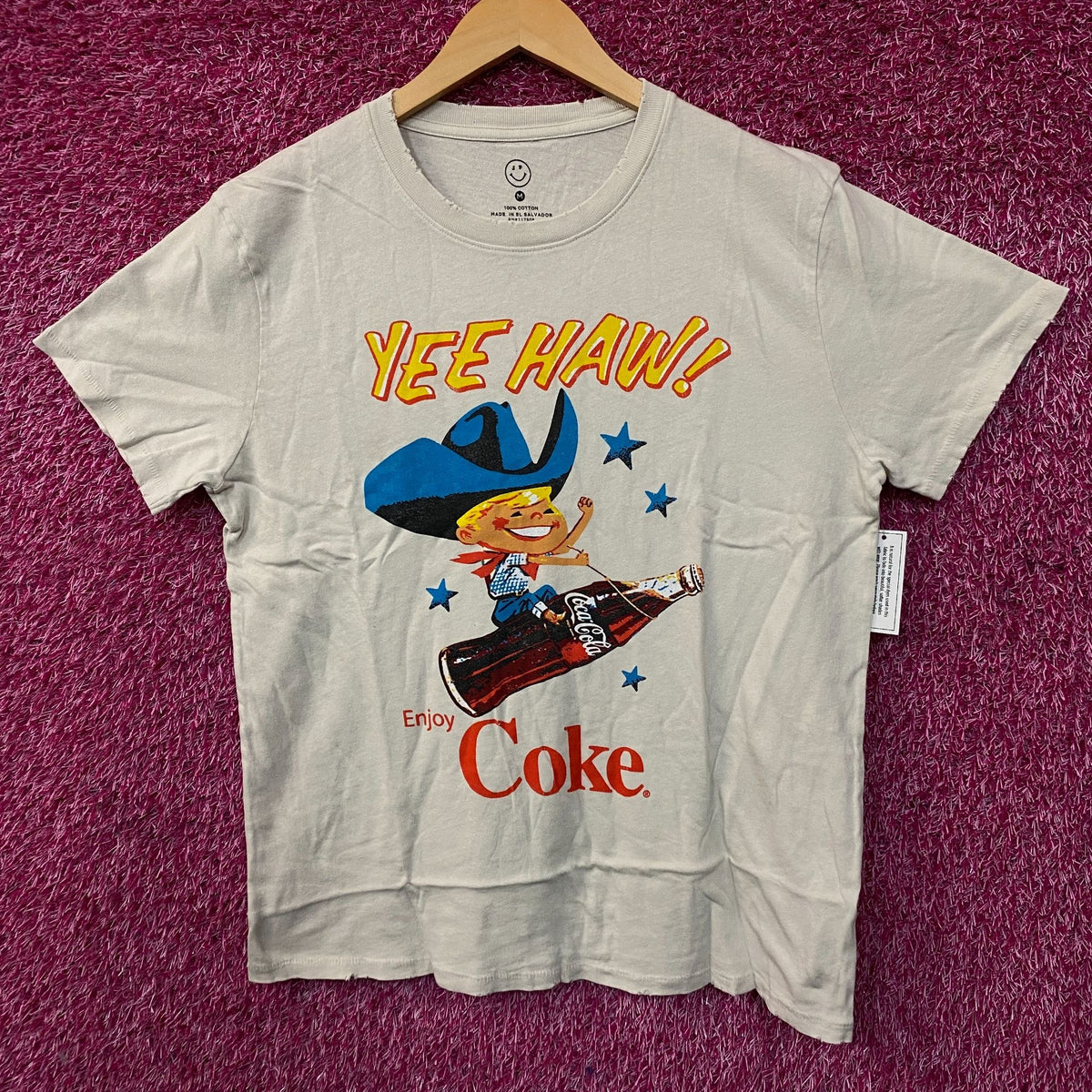 Coca-Cola Cowboy Yee Haw Retro Graphic T-Shirt Medium