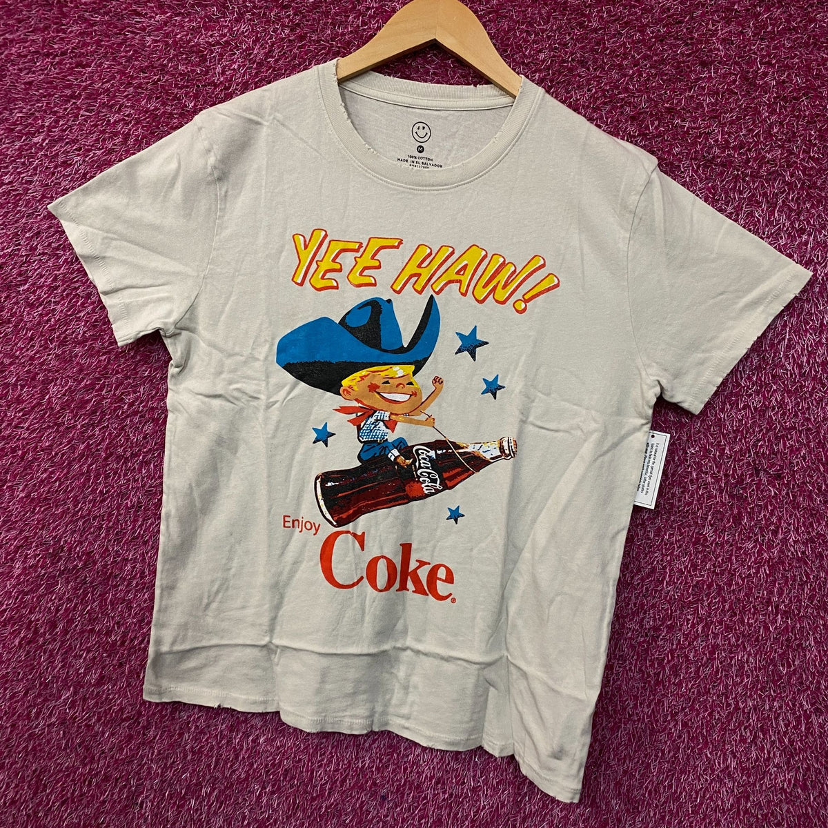 Coca-Cola Cowboy Yee Haw Retro Graphic T-Shirt Medium
