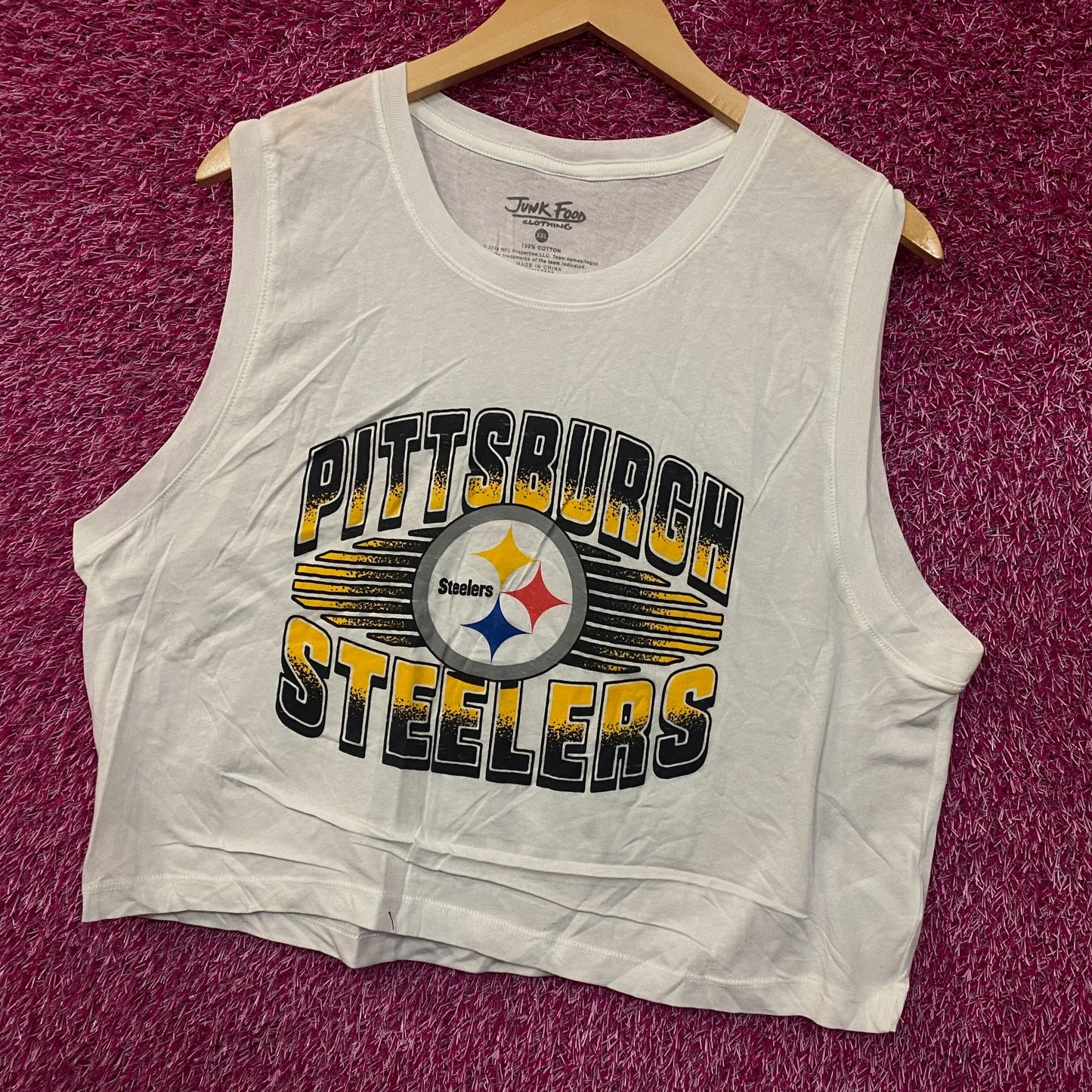 Junk Food Pittsburgh Steelers Football Cropped Sleeveless T-Shirt 2XL