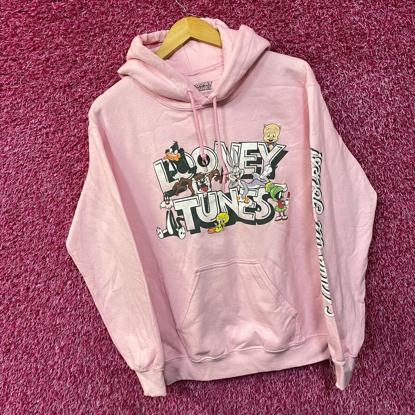 Looney Tunes That's All Folks Classic Cartoons Graphic Hoodie Small