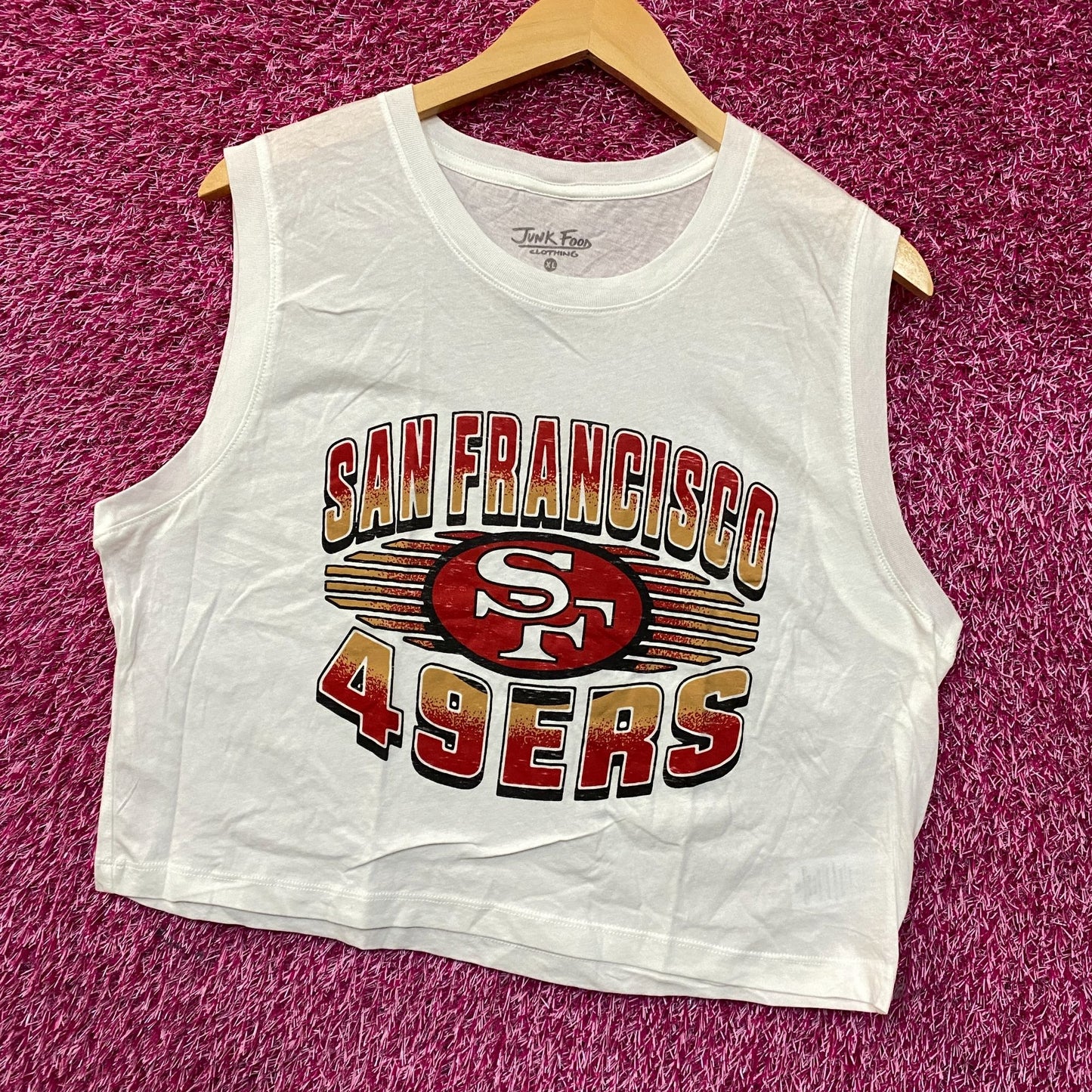 Junk Food Clothing NFL San Francisco 49ers Football Cropped Sleeveless T-Shirt XL