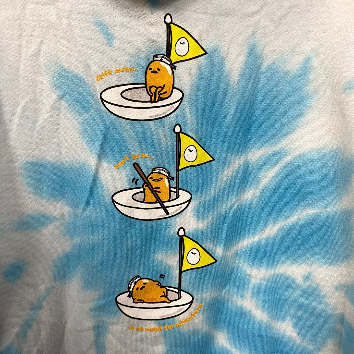 Gudetama the lazy egg Boat Adventure Sanrio Tie Dye Hoodie M