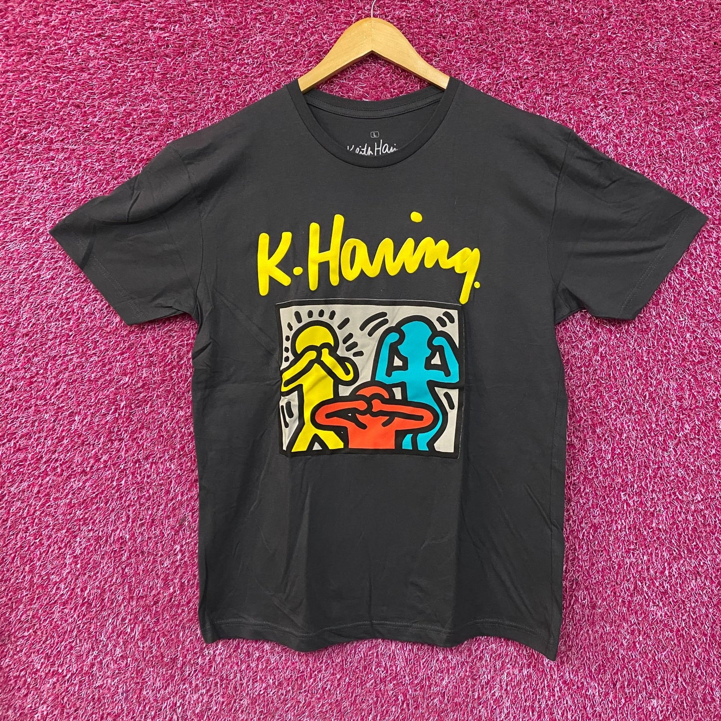 Keith Harring See No Evil, Hear No Evil, Speak No Evil Art T-Shirt Large