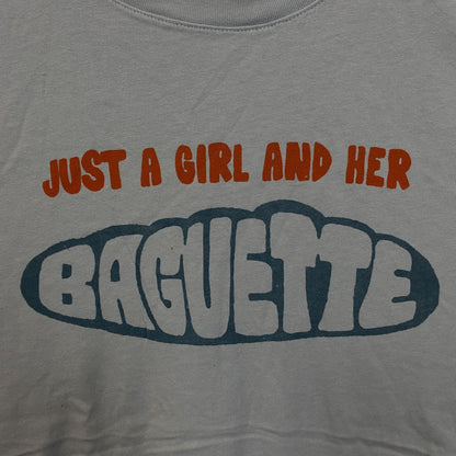 Junk Food Womens Just a girl and her Baguette Blue Tee size XL