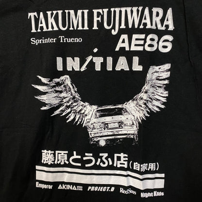 Initial D Takumi Fujiwara Toyota Sprinter Trueno AE86 Fujiwara Tofu Shop Anime T-Shirt XL