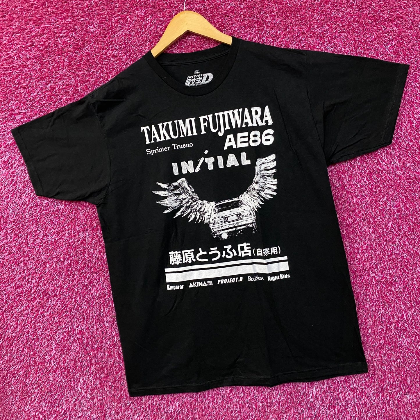 Initial D Takumi Fujiwara Toyota Sprinter Trueno AE86 Fujiwara Tofu Shop Anime T-Shirt XL