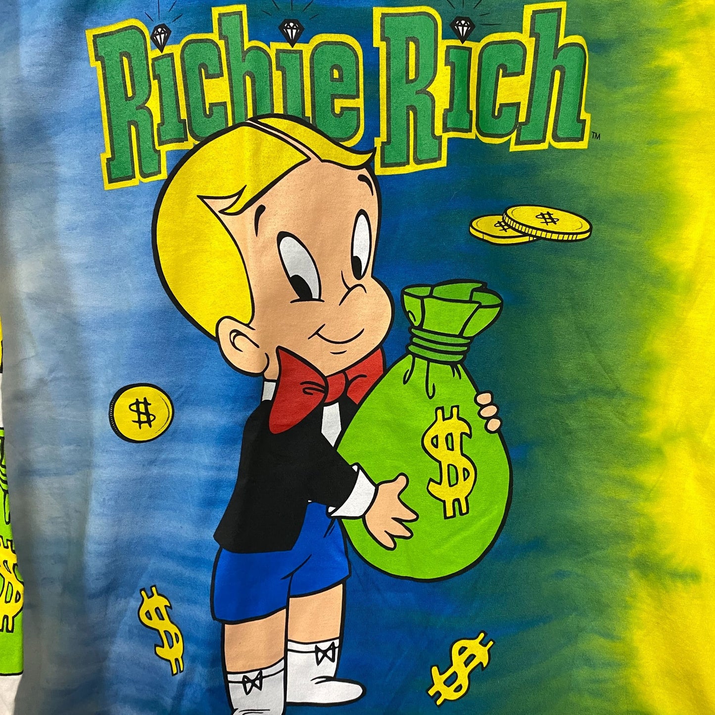 Richie Rich Money Bag Tie Dye Long Sleeve T-Shirt Small