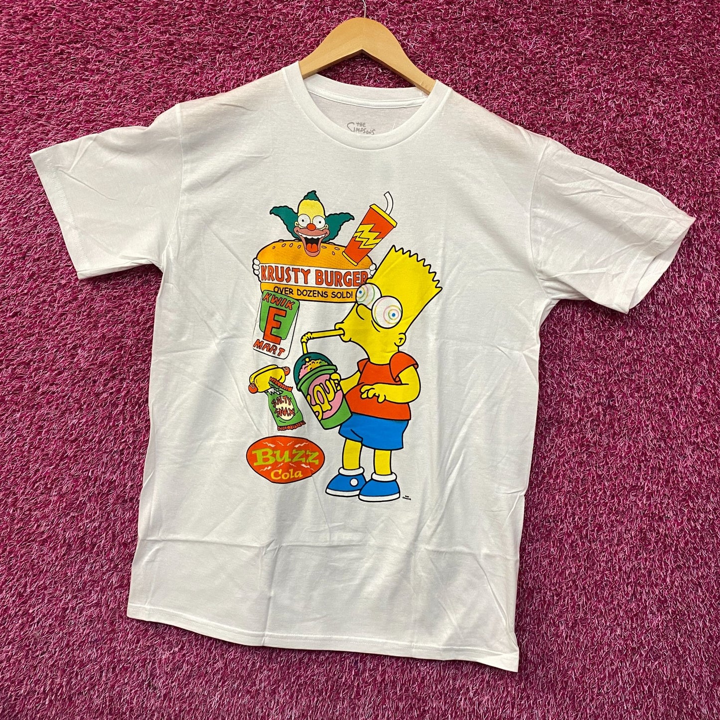 The Simpsons Bart Simpson Buzz Cola Krusty Burger Graphic T-Shirt Large