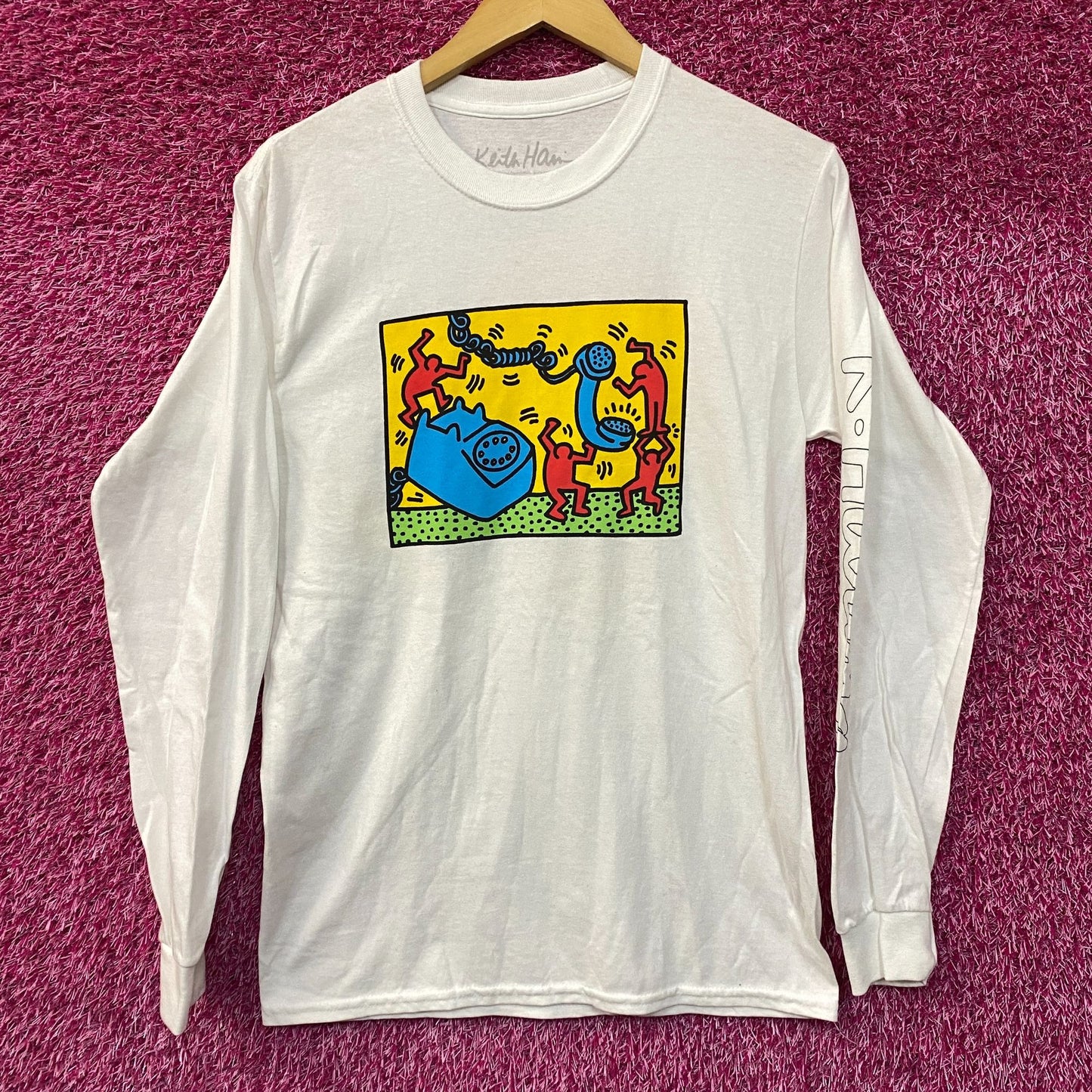 Keith Haring Telephone Art Long Sleeve Graphic T-Shirt Small