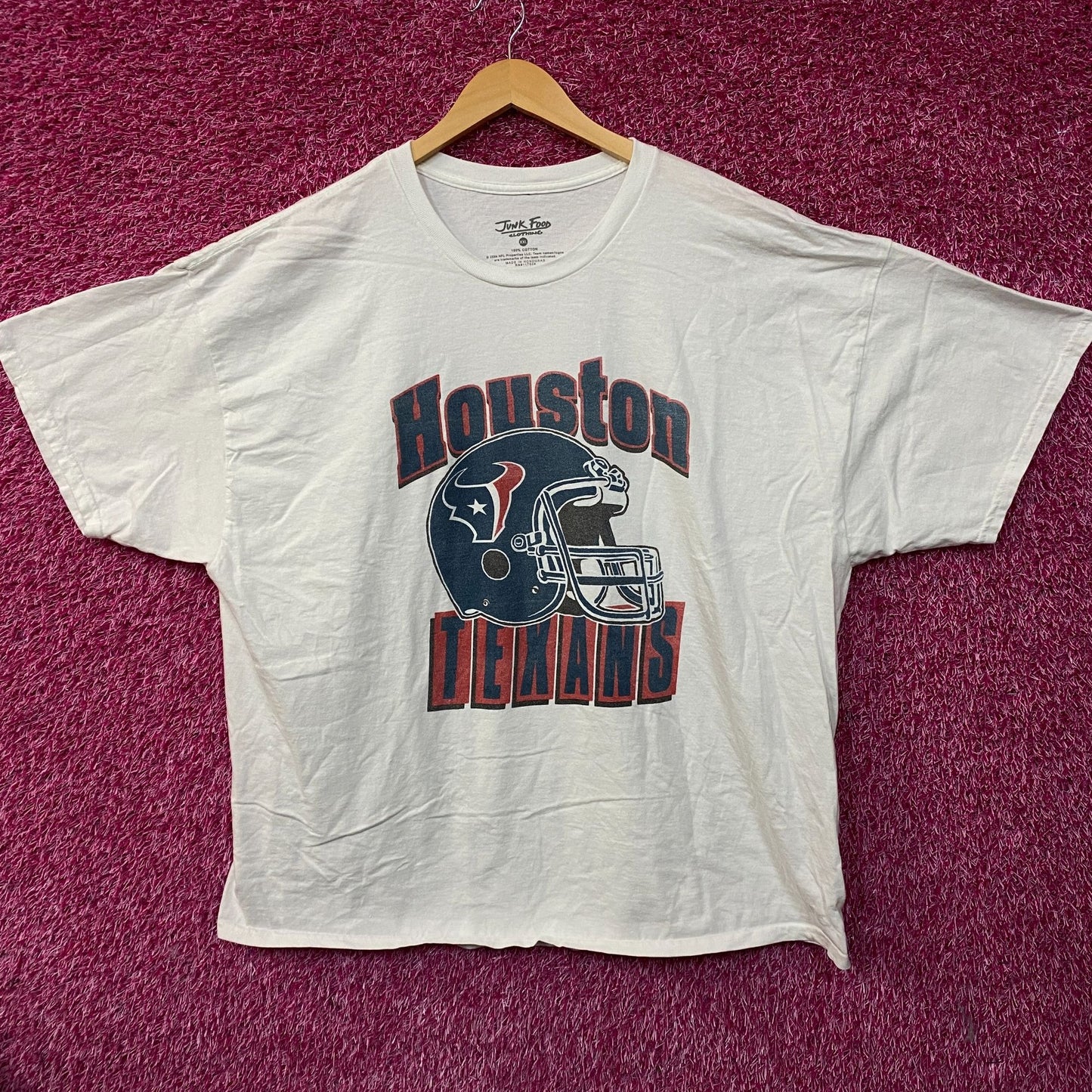 Junk Food NFL Houston Texas Throwback Helmet Logo T- Shirt 2XL