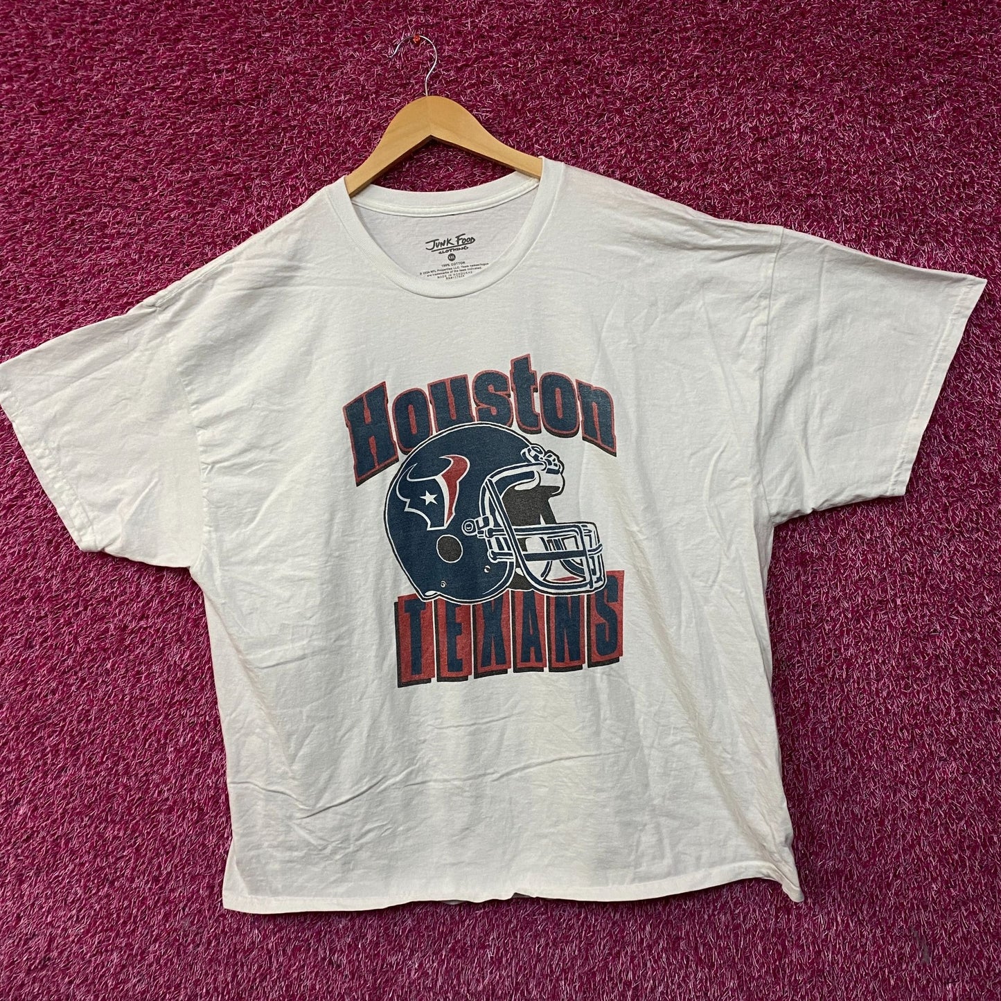 Junk Food NFL Houston Texas Throwback Helmet Logo T- Shirt 2XL