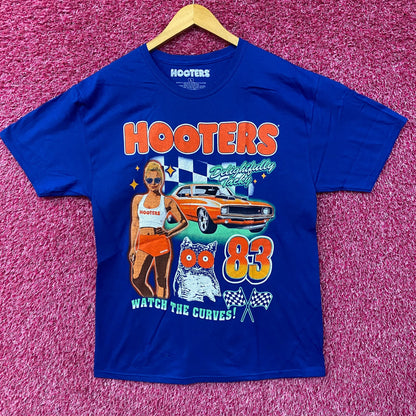 Hooters Delightfully Tacky Racing 83 Watch The Curves T-shirt Large