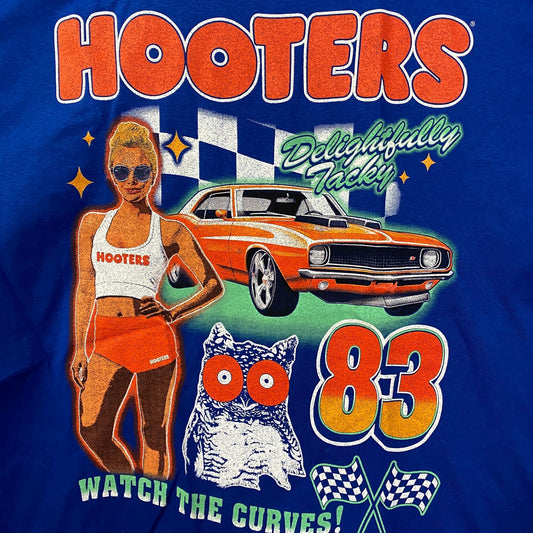 Hooters Delightfully Tacky Racing 83 Watch The Curves T-shirt Large