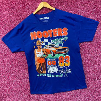 Hooters Delightfully Tacky Racing 83 Watch The Curves T-shirt Large