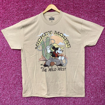 Disney Mickey Mouse The Wild West Cartoon Poster T-Shirt 2XL
