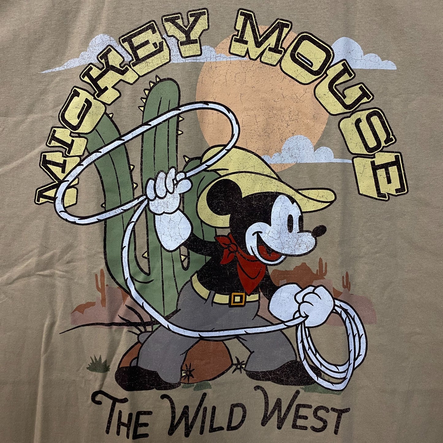 Disney Mickey Mouse The Wild West Cartoon Poster T-Shirt 2XL