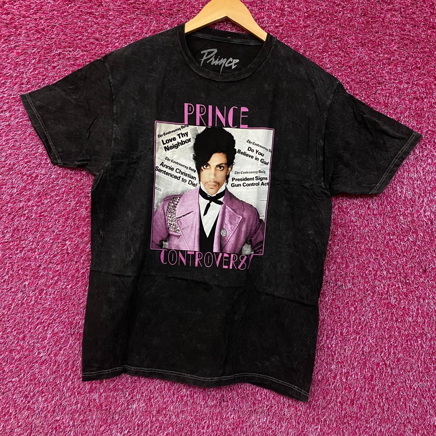Prince Controversy Washed Acid-Wash Graphic T-Shirt Large
