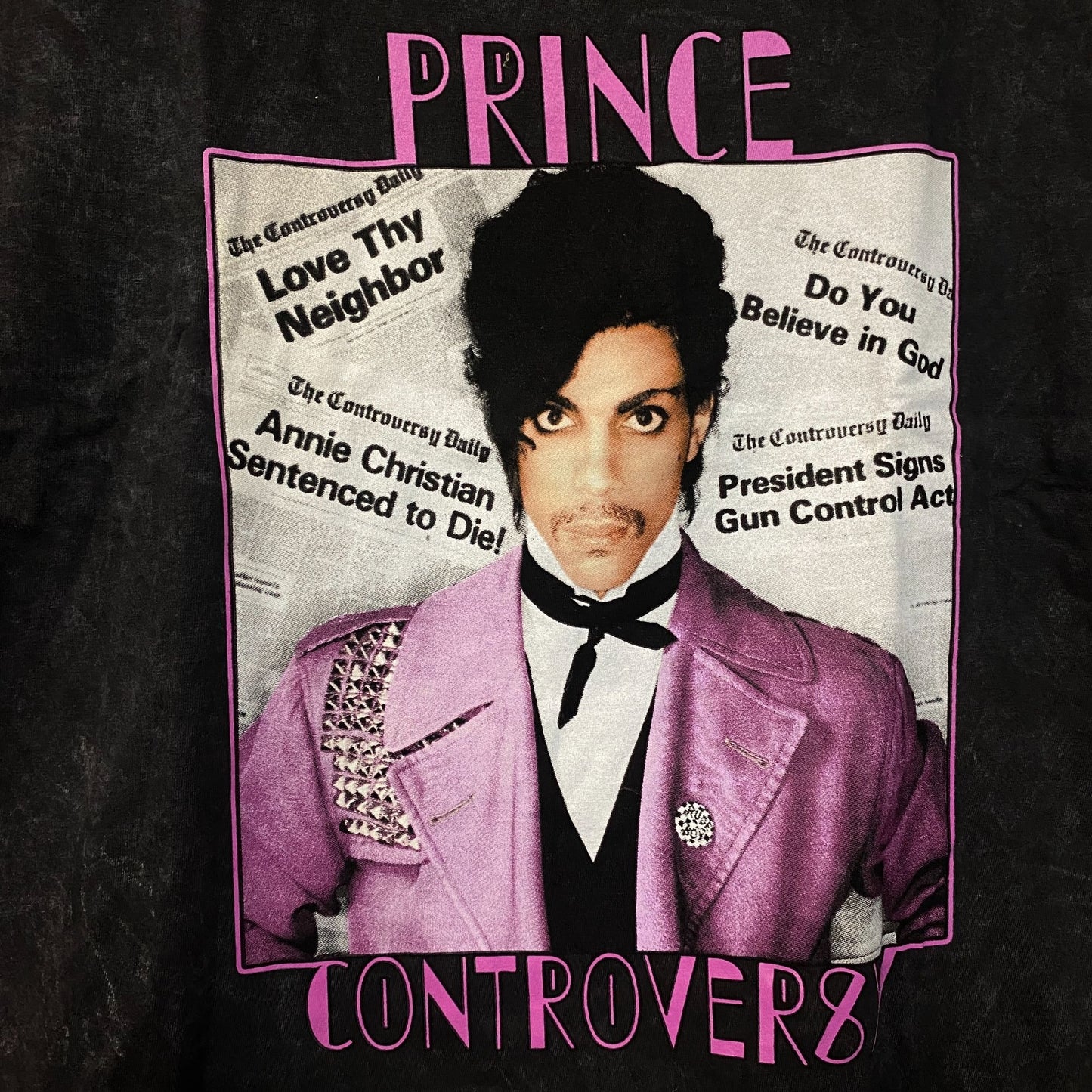 Prince Controversy Washed Acid-Wash Graphic T-Shirt Large