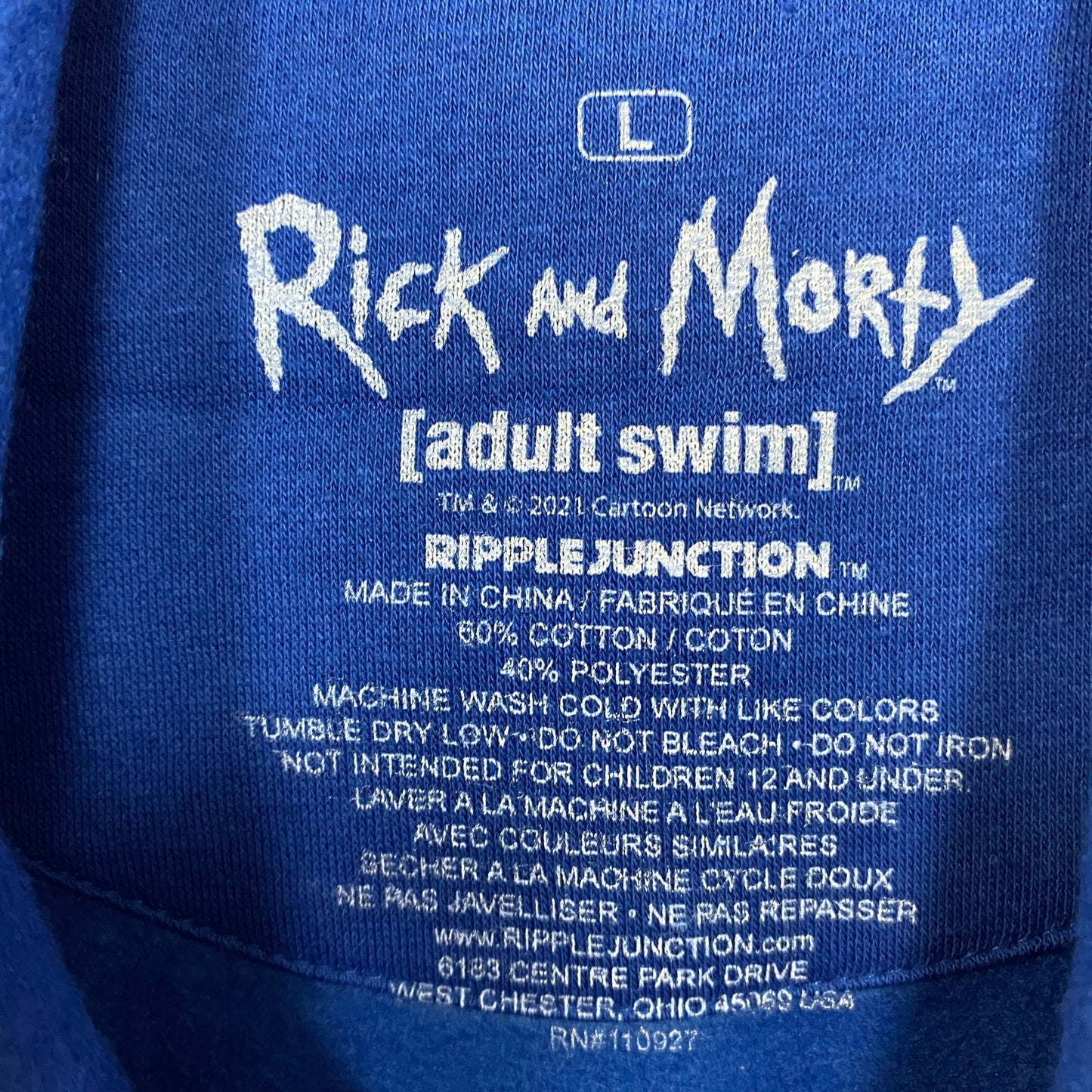 Adult Swim Rick and Morty Graphic Print Hoodie Large