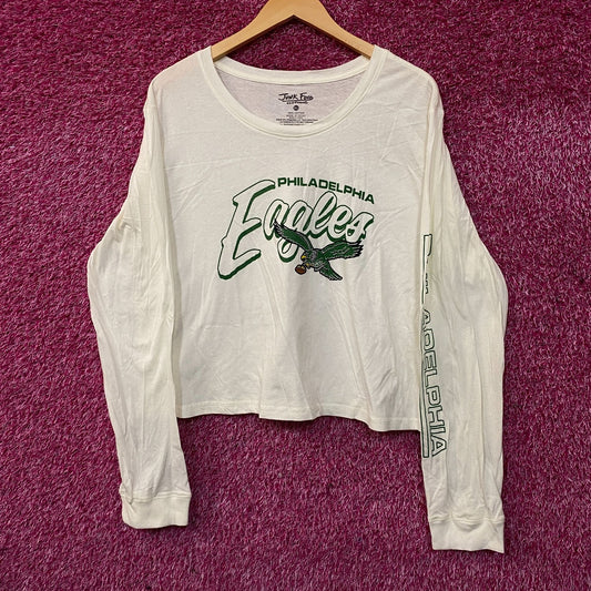 Junk Food Clothing NFL Philadelphia Eagles Touchdown Long Sleeve Cropped T-Shirt XL
