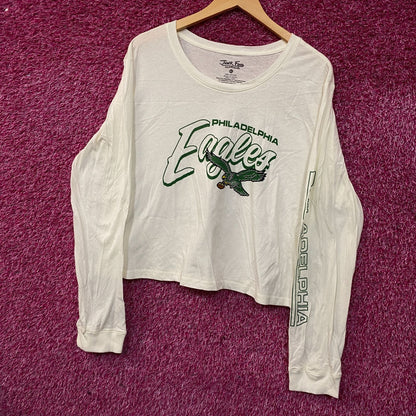Junk Food Clothing NFL Philadelphia Eagles Touchdown Long Sleeve Cropped T-Shirt XL