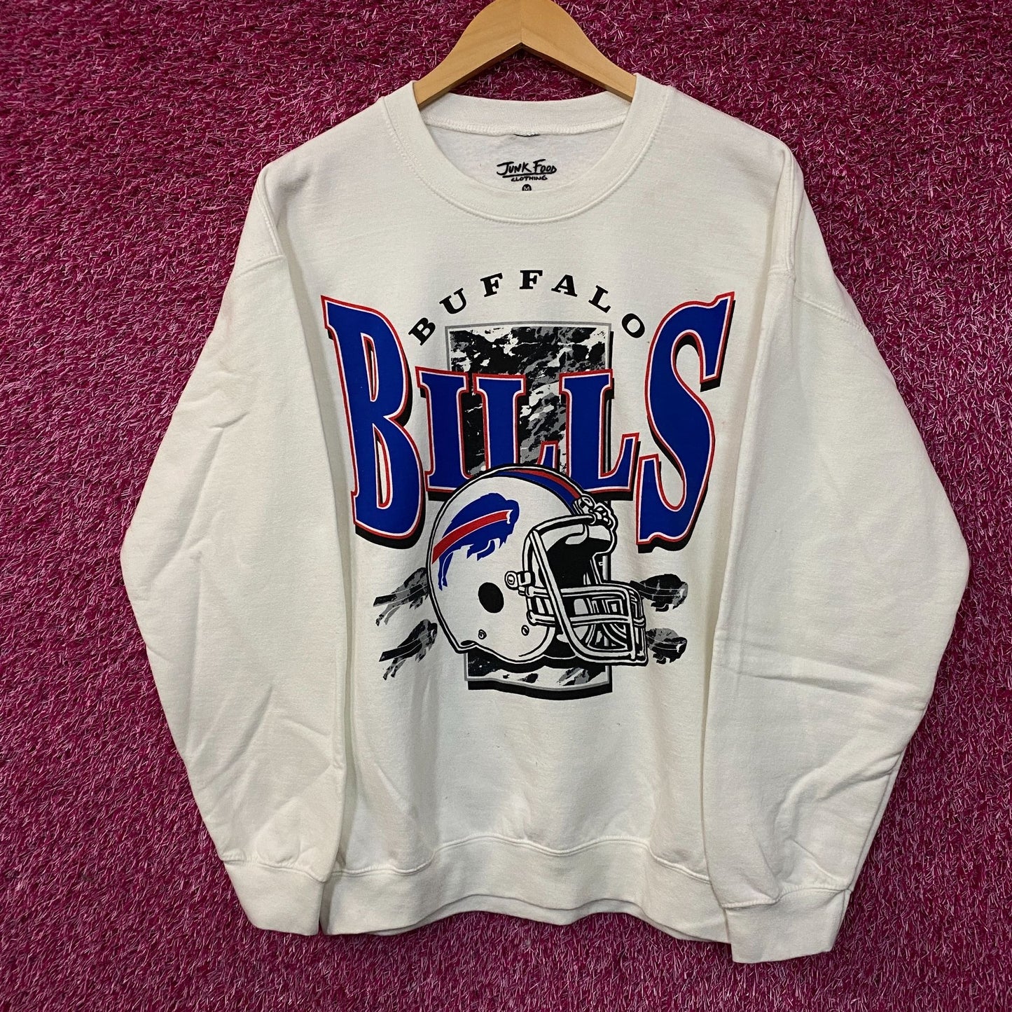 Junk Food Clothing Buffalo Bills Throwback Helmet Logo Sweatshirt Medium