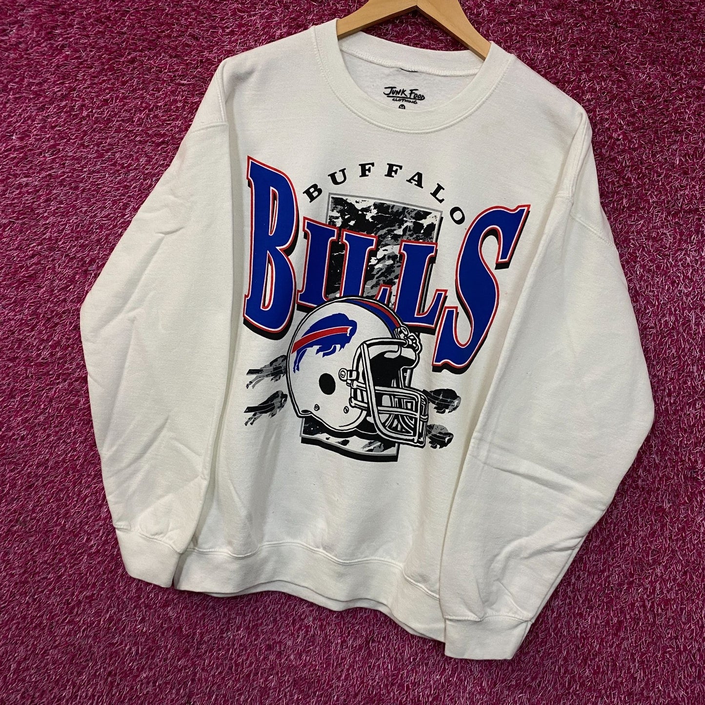 Junk Food Clothing Buffalo Bills Throwback Helmet Logo Sweatshirt Medium