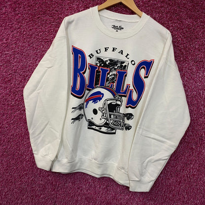 Junk Food Clothing Buffalo Bills Throwback Helmet Logo Sweatshirt Medium