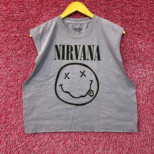 Nirvana Smiley Face Sleeveless Grunge Croptop size Large