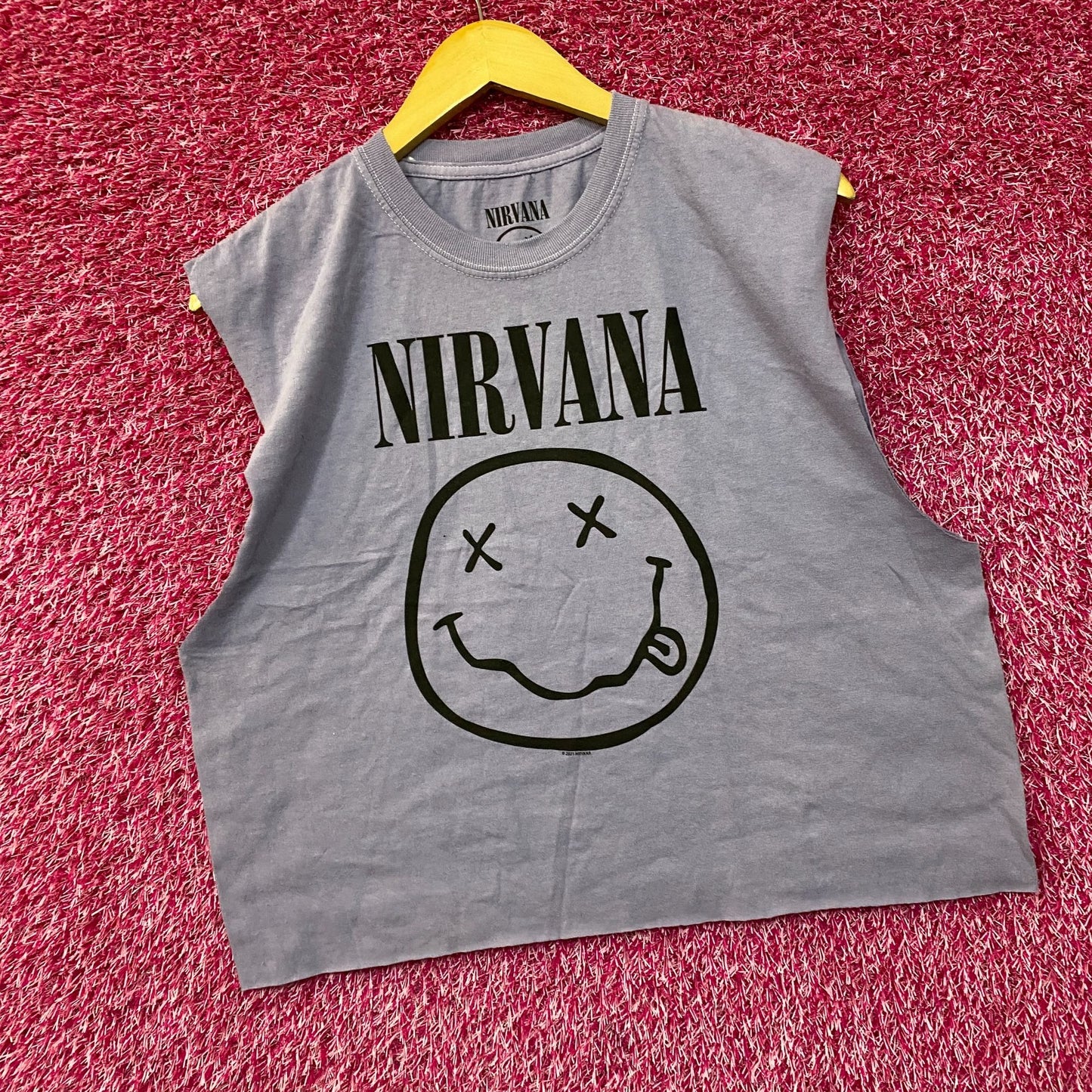 Nirvana Smiley Face Sleeveless Grunge Croptop size Large