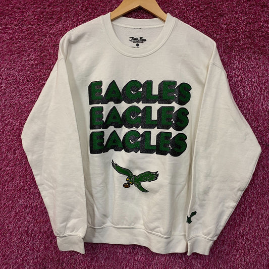 Junk Food Clothing Philadelphia Eagles Repeat Bling Glitter Crewneck Sweatshirt 2xl