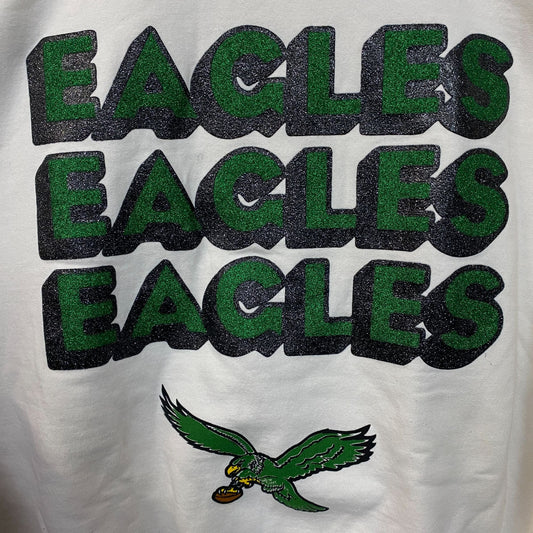 Junk Food Clothing Philadelphia Eagles Repeat Bling Glitter Crewneck Sweatshirt 2xl