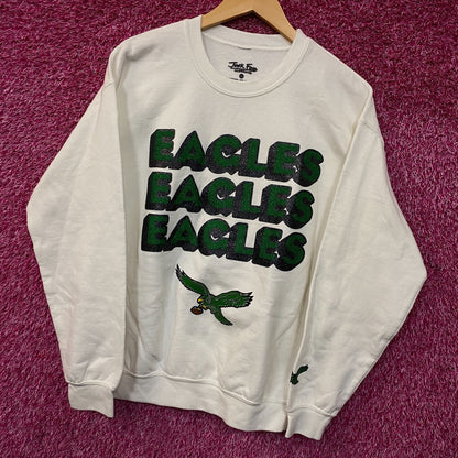 Junk Food Clothing Philadelphia Eagles Repeat Bling Glitter Crewneck Sweatshirt 2xl