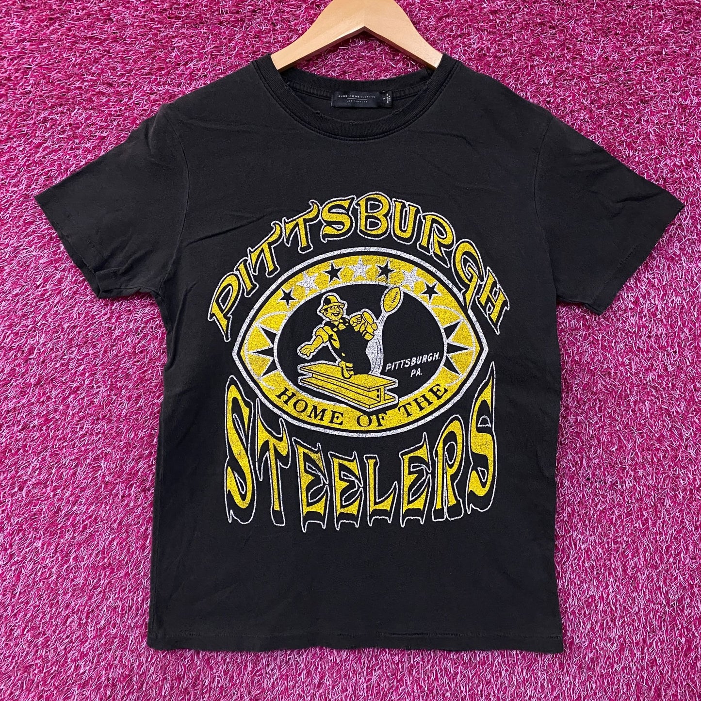 Junk Food Clothing Pittsburgh Steelers Home Vintage Women's Tee Small