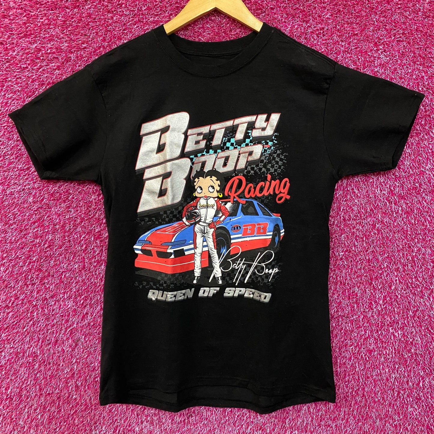 Betty Boop Racing Queen Of Speed Graphic T-Shirt Medium