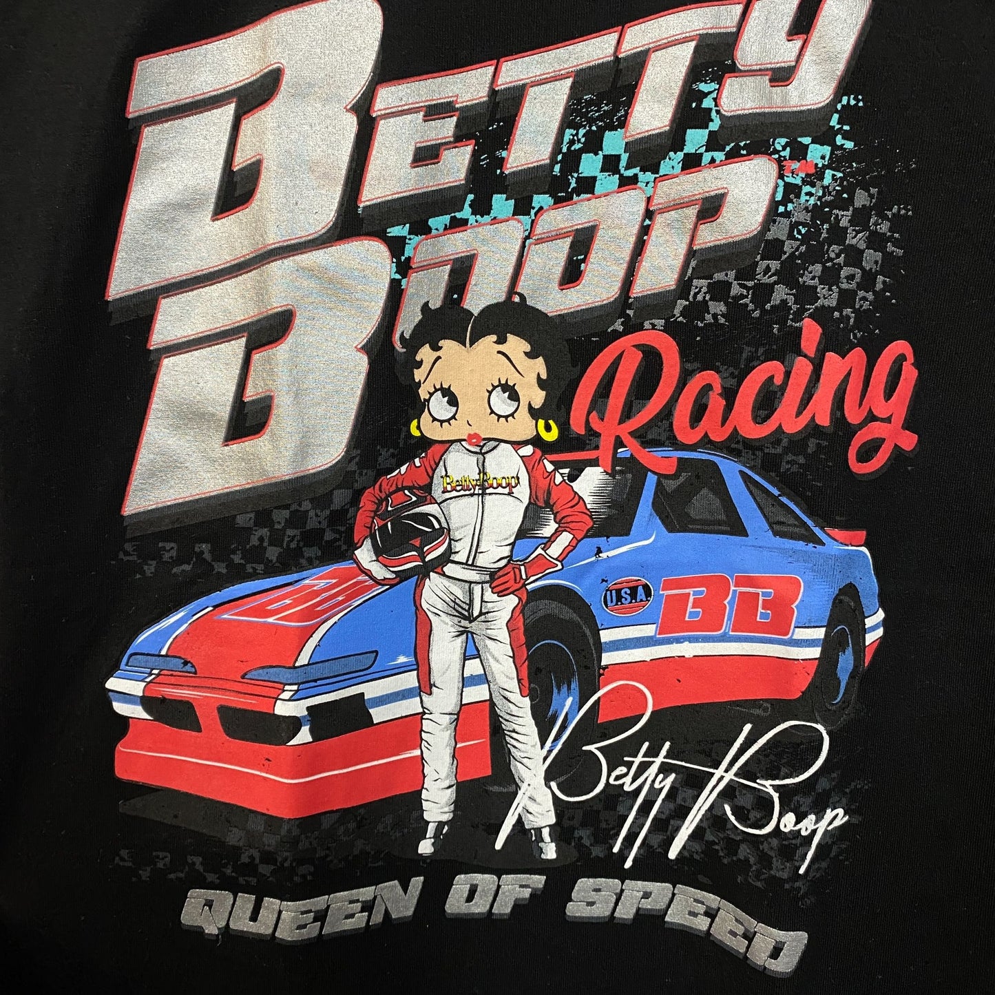 Betty Boop Racing Queen Of Speed Graphic T-Shirt Medium