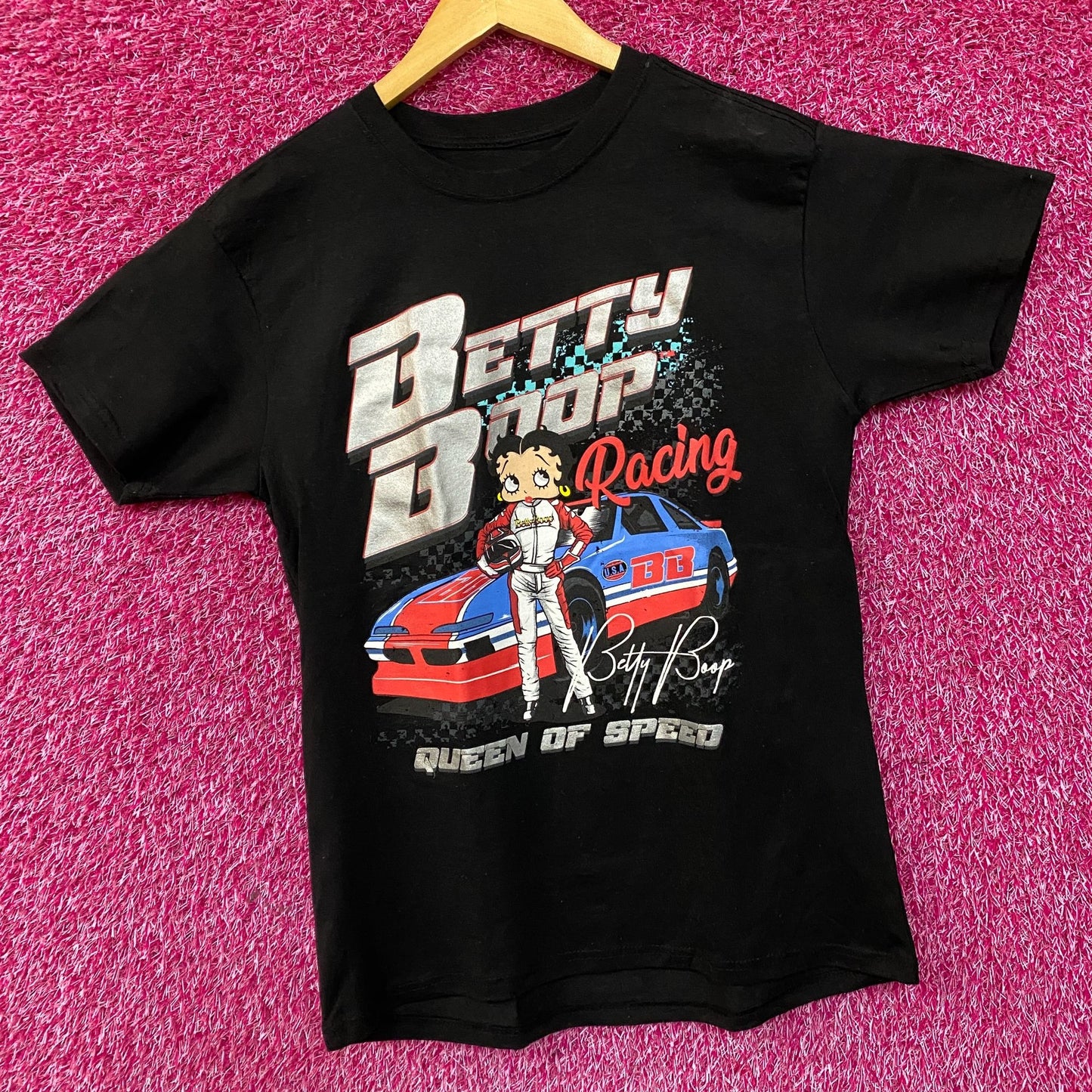 Betty Boop Racing Queen Of Speed Graphic T-Shirt Medium