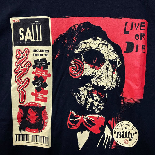 Saw Billy the Puppet Live Or Die Horror Movie T-Shirt Large