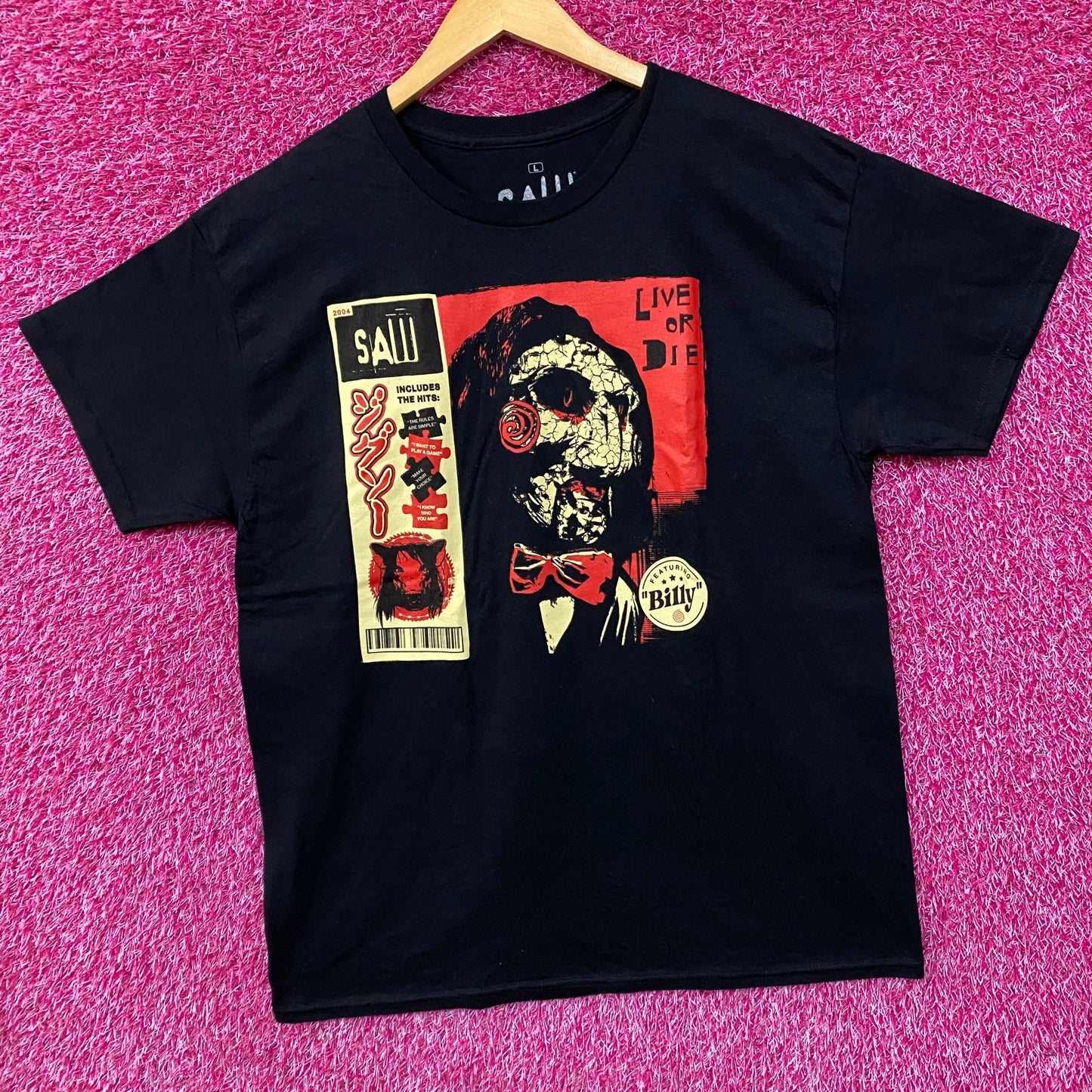 Saw Billy the Puppet Live Or Die Horror Movie T-Shirt Large
