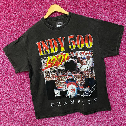 Indycar Racing Indy 500 Champion Rick Mears 1991 Victory Graphic T-Shirt Medium