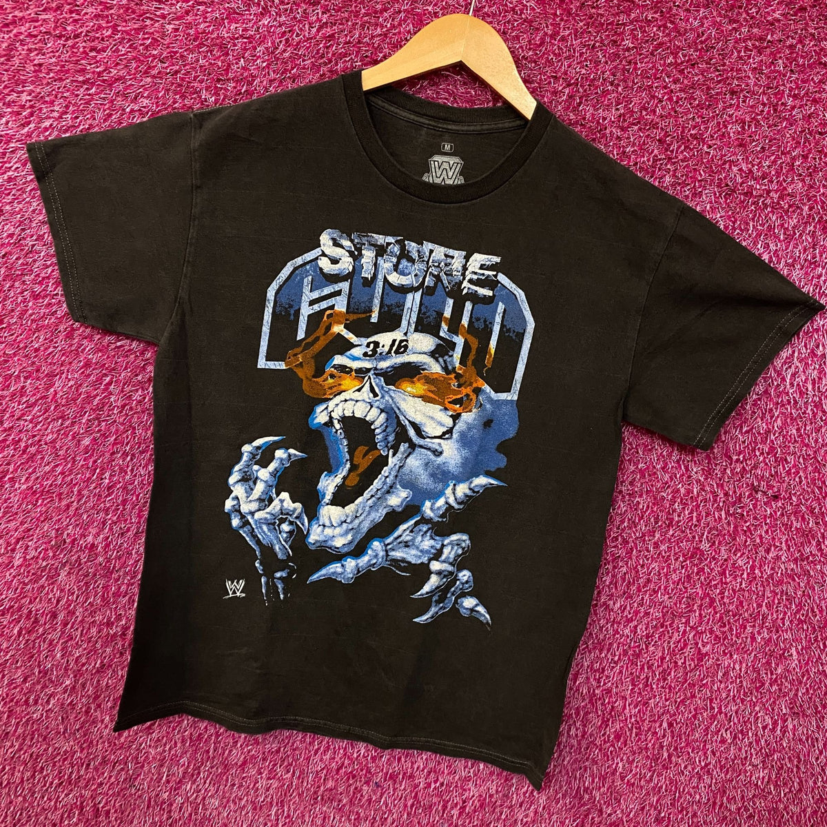 WWE "Stone Cold" Steve Austin 3:16 Day Flaming Skull T-Shirt Medium