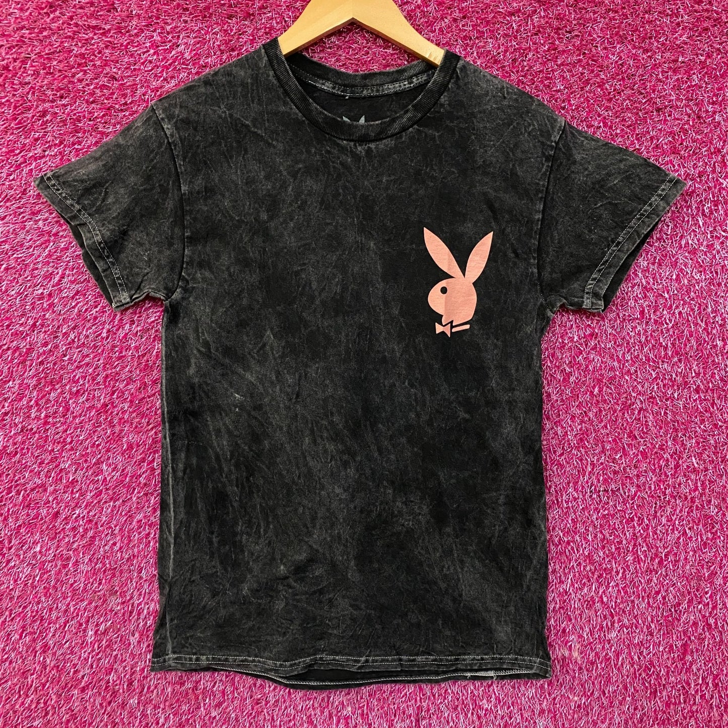 Playboy Stacked Logo Acid Wash Graphic T-Shirt Small