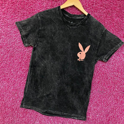 Playboy Stacked Logo Acid Wash Graphic T-Shirt Small