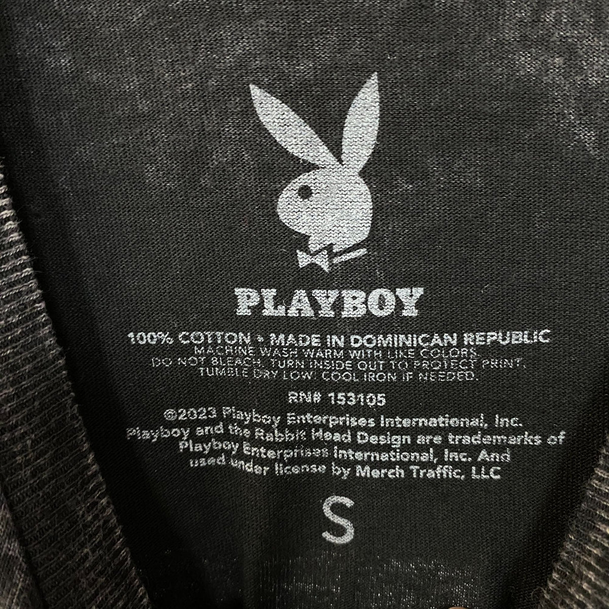 Playboy Stacked Logo Acid Wash Graphic T-Shirt Small